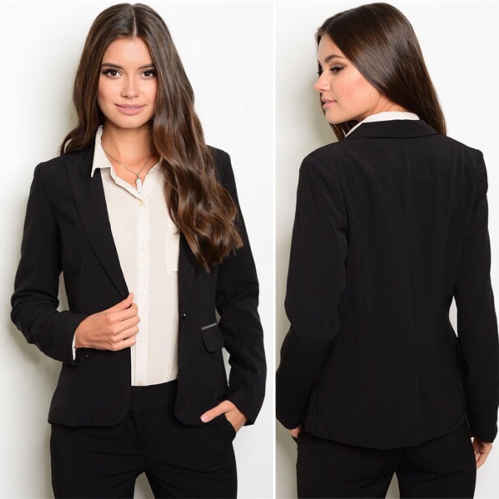 Black Single Button Blazer